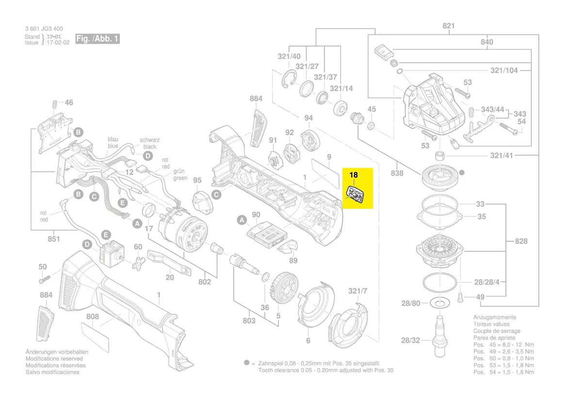 Curseur interrupteur GWS 18V-125 C, GWS 18V-EC...